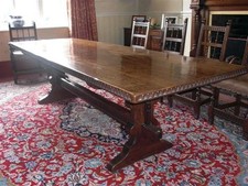 Large Iconic Rare Rupert Griffiths Oak Refectory Table with 10 Chairs Set