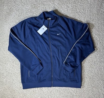 Nike Track Jacket Full Zip Navy Embroidered Swoosh Mens Size XL