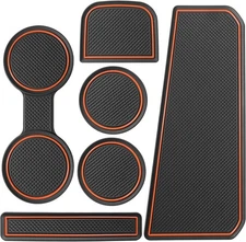 2023-2026 Chevy Silverado/GMC Sierra Cup Holder Mats - 6 Pcs Set, Orange Trim