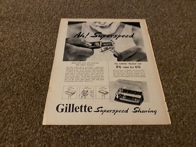 WFBK19 WORLD SPORTS MAGAZINE 10X8 ADVERT GILLETTE SUPERSPEED ROCKET RAZOR