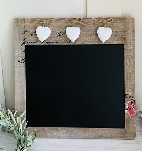Shabby Tafel Memotafel Schreibtafel mit Herzen, Holz , Landhaus, - Bild 1 von 3