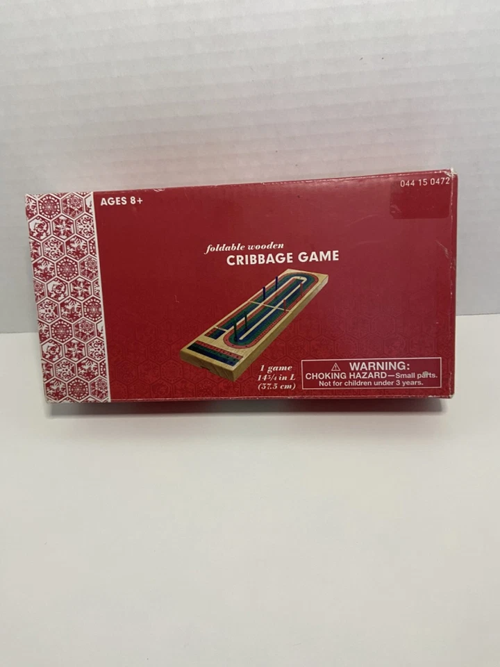 Folding Travel Cribbage Board Game with 6 Plastic Pegs for 2-3 Players - Image 2 of 4