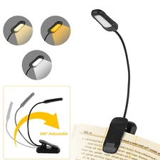 9 LED Rechargeable Clip On Book Light Lightweight Reading Lamp Light Studying