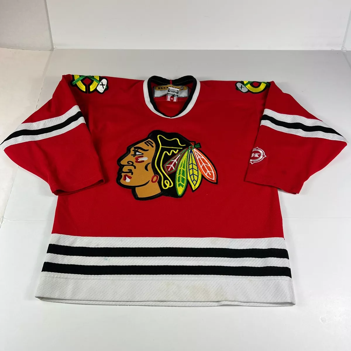 Vtg Chicago Blackhawks CCM Hockey Jersey YOUTH L/XL