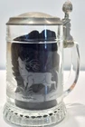 Zinn 透明玻璃啤酒 Stein 蚀刻号角麋鹿 Mallard 森林锡器 德国