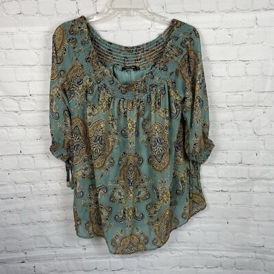 Doe & Rae On or Off Shoulder Paisley Blouse Size Large