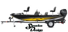 Boat Wrap Black Yellow Gray Vinyl Graphic Decal Kit Fishing Abstract Arrow Line