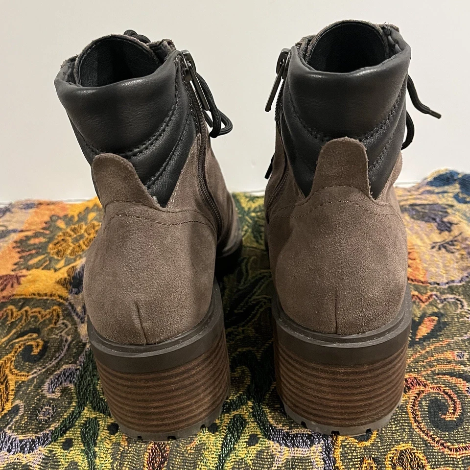 LUCKY BRAND Dareek Combat Boots Womens 9M Suede Leather CHUNKY Lug Soles Brown - Image 4 of 4