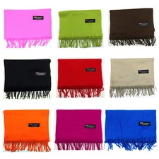 Men Women unisex 100% CASHMERE Warm wrap Scarf pure solid colored Wool SCOTLAND