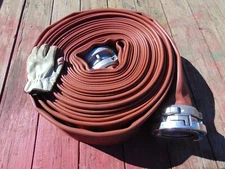 Red Fire Hose 100' 100 Ft  Matex Noram Coupling 225 PSI NEW