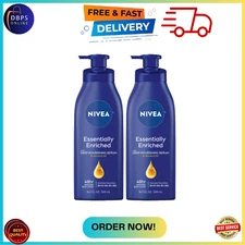 NIVEA Essentially Enriched Body Lotion For Dry Skin, Pack of 2, 16.9 Fl OZ Pump.