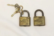 2 Corbin Brass 1 3/4"  Padlock Lock 1 With Keys Vintage
