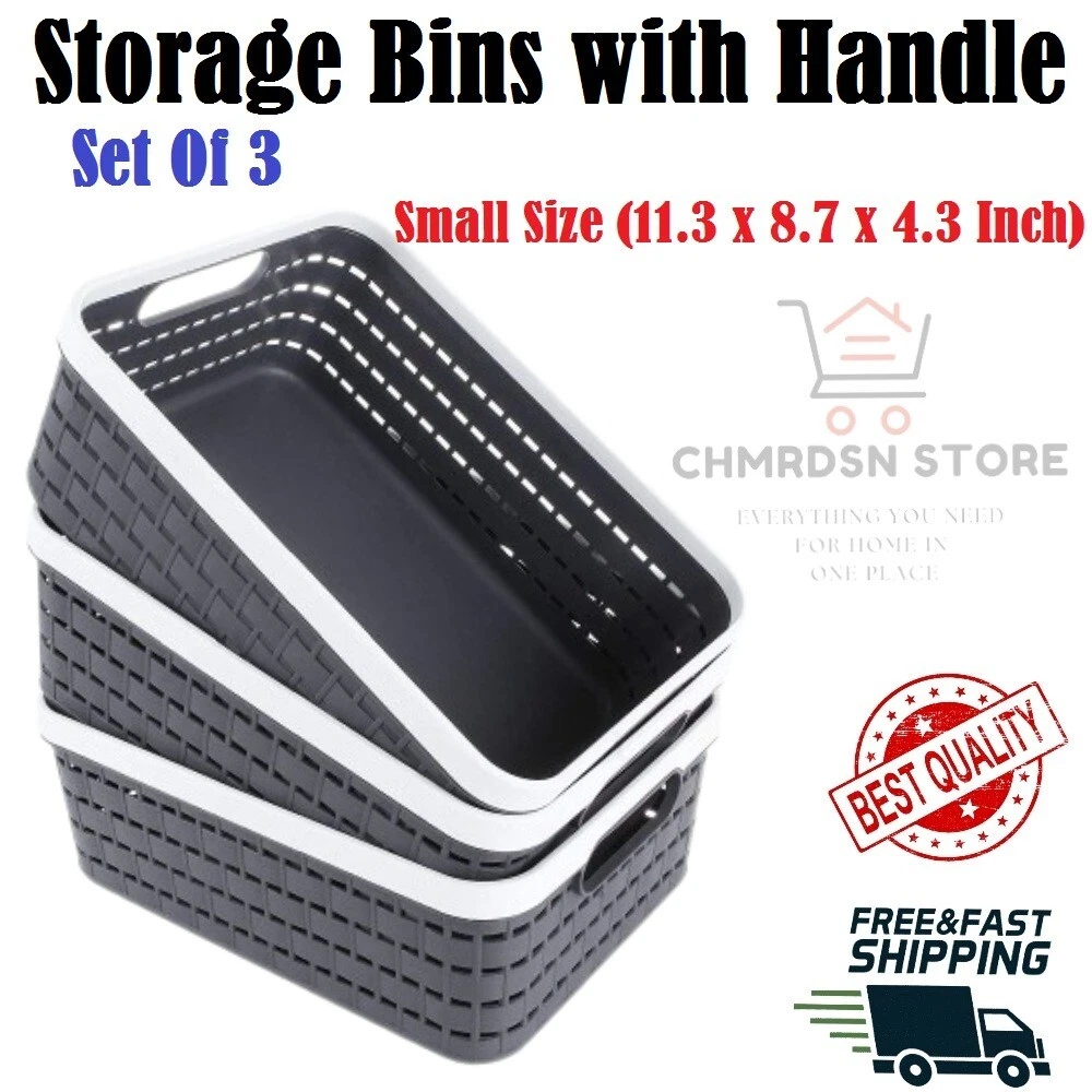 Plastic Storage Baskets Set Of 3 Small Weave Storage Bins with