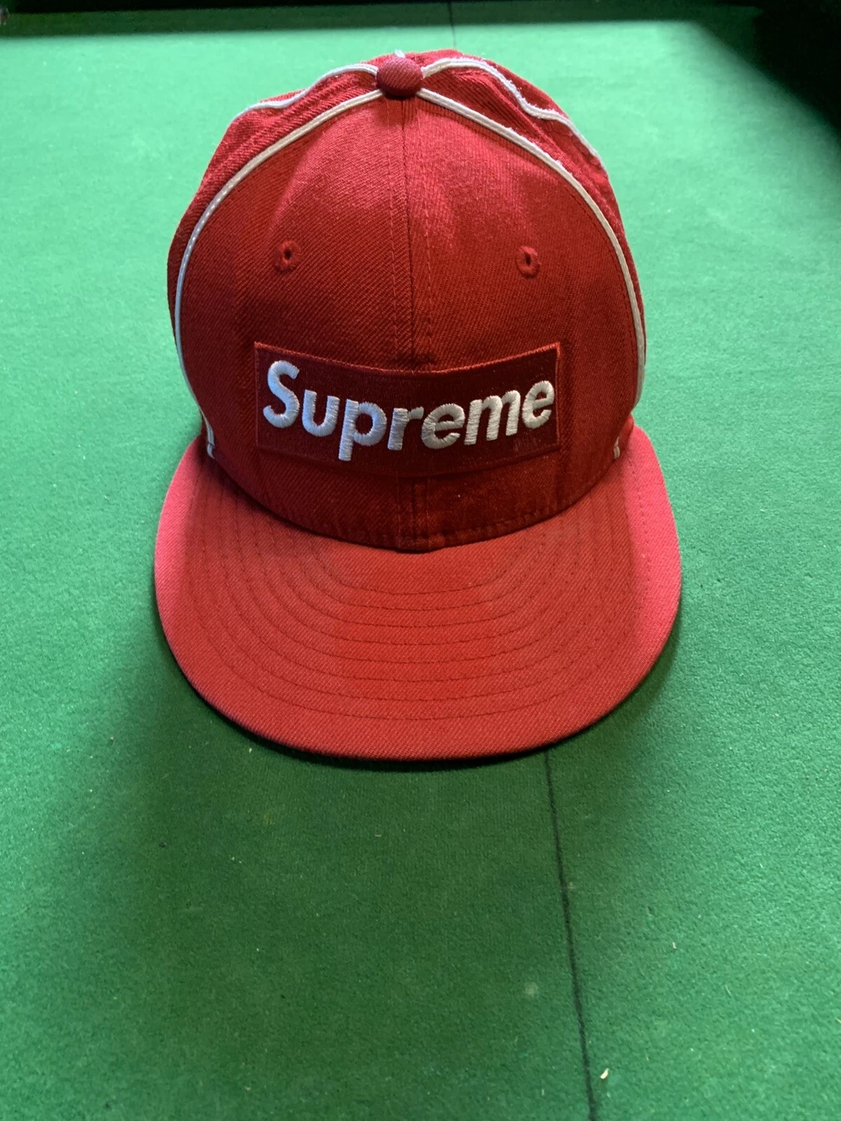 Supreme Box Logo Piping New Era Hat Fitted Red 2016