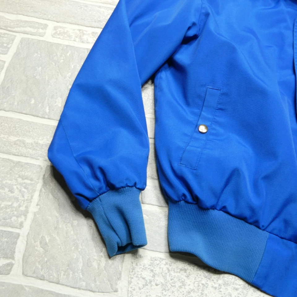 复古 Field & Stream 夹克成人 M 蓝色轰炸机风衣可伸缩连帽 — 第 4/4 张图片