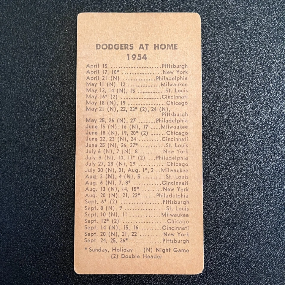 1954 NY Journal-American Billy Loes Brooklyn Dodgers calendario en la parte posterior en muy buena condición Foto 2 de 2