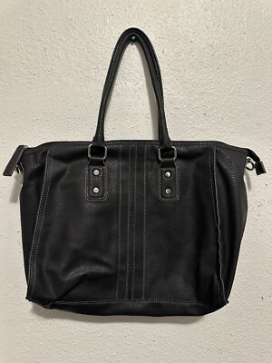 Merona Target Black Faux Leather Tote Hand Bag Purse