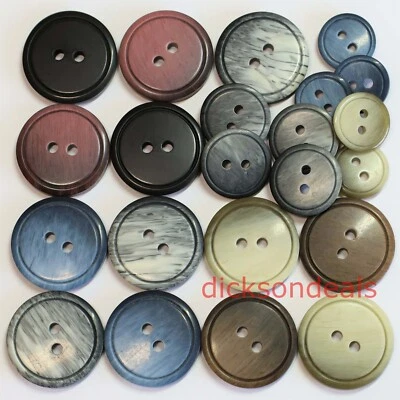 6 Easy Match Buttons Variegated Grey Blue Wine etc, 2 hole 12.5mm 15mm 18mm 20mm