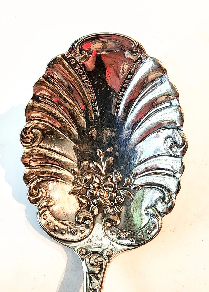 Antigua cuchara de plata Roger's AA Dunraven de 1895 con cuentas de bayas/azúcar Foto 3 de 4