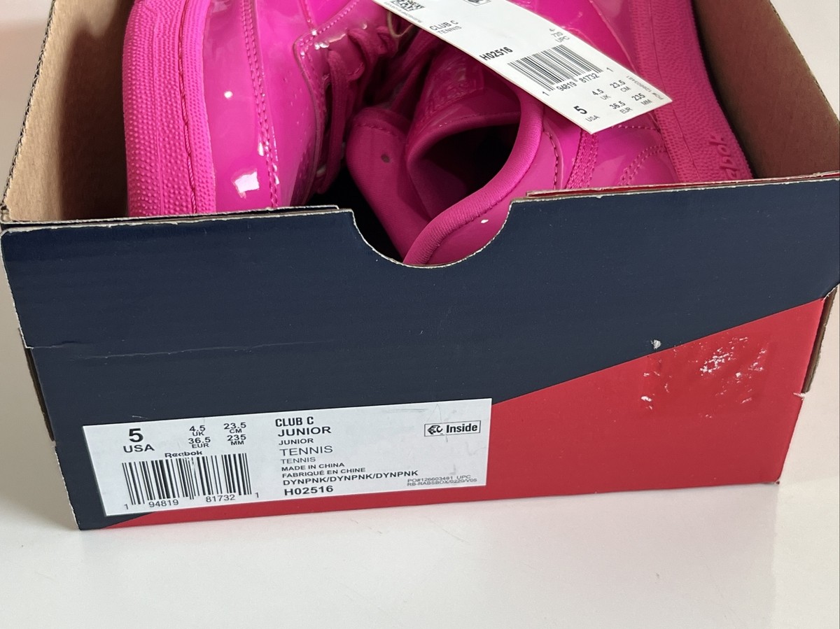 Reebok X Cardi B Club C Junior Coated Size 5 Pink Tennis Shoes