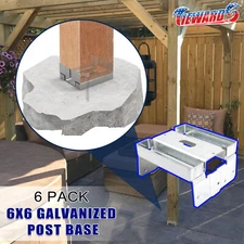 6X Post Base 6x6 Wood Post Brackets for Concrete for Deck Patio/Gazebo/Pergola