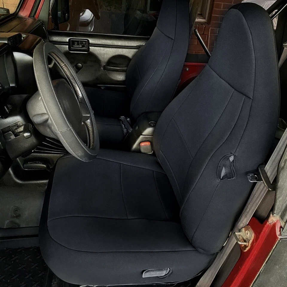 For 97-02 Jeep Wrangler TJ Sahara 4WD Full Set Seat Covers Replacement Kit Black - Image 3 of 4
