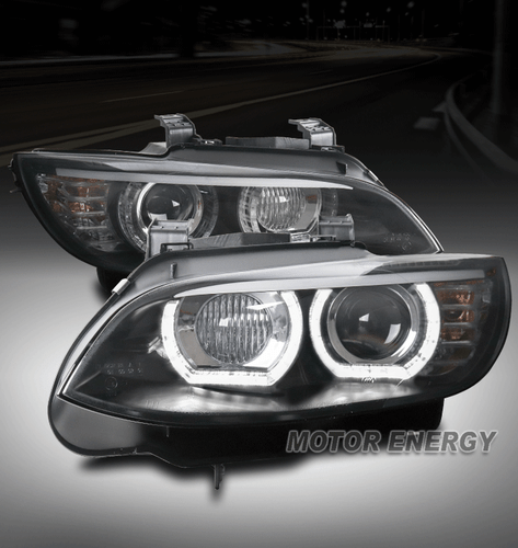 FOR 07-10 BMW E92 328I 335I [HID MODEL] HALO PROJECTOR HEADLIGHTS HEADLAMP BLACK - Picture 1 of 4