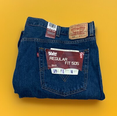 Vintage 1990 s Levis 505 Regular Fit Blue Jeans Deadstock NWT B&T Size 48x34