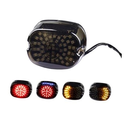 Smoked LED Tail Lights, Low Profile Brake Taillights Integrated Turn Amber+Red