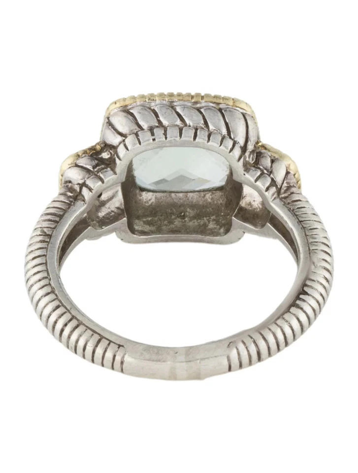 Judith Ripka Sterling Silver & 18K Yellow Gold Quartz & Diamond Cocktail Ring - Image 3 of 4