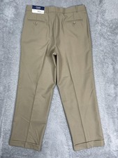 Chaps Dress Pants Mens 36x30* Beige Classic Fit 100% Wool Pleated Cuffed