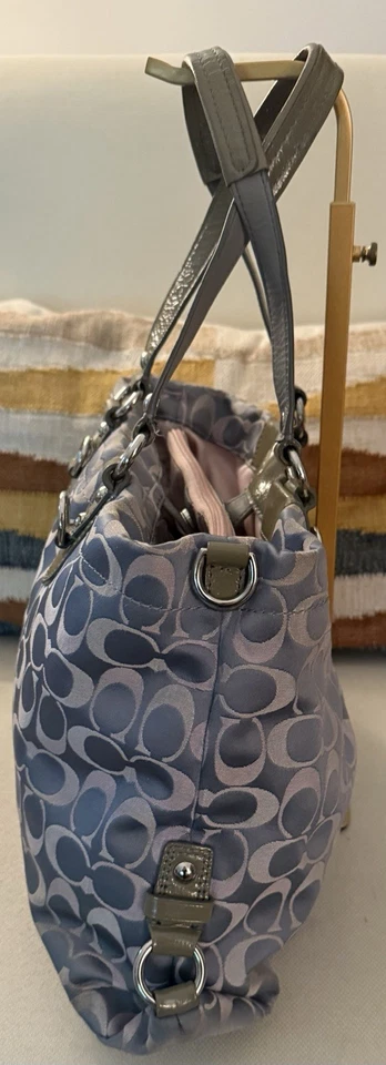 Coach Ashley Signature Sateen Large Satchel Bag Gray Khaki F18450 - Image 3 of 4