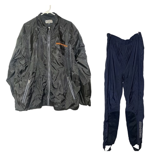 Harley Davison Black Rain Pants and Boardroom Match Full Zip Jacket Size XL
