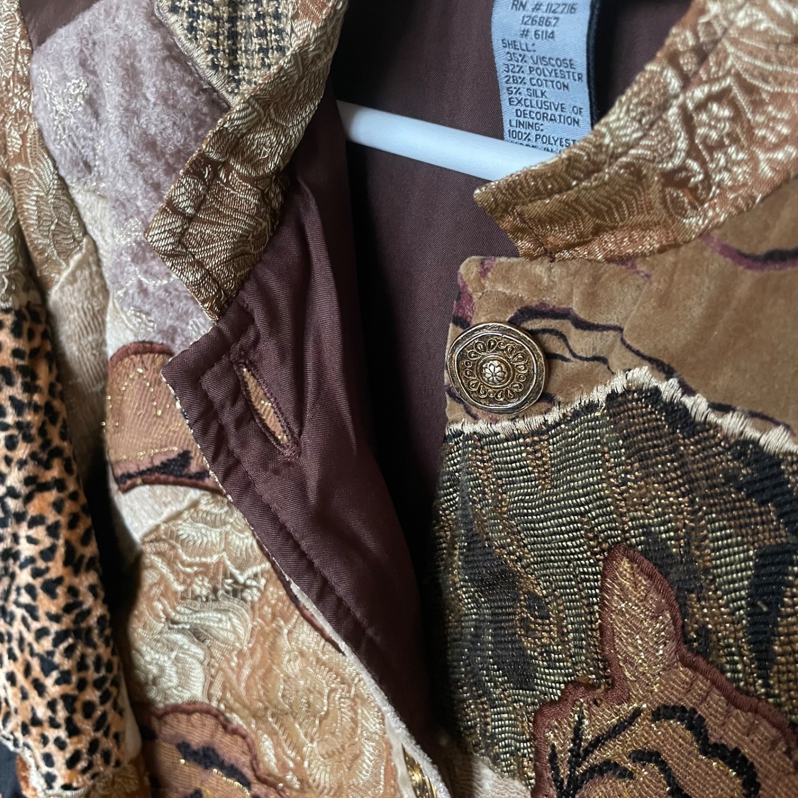 Indigo Moon Patchwork Tapestry Jacket Size L Boho… - image 4