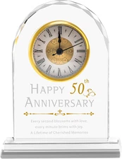 50Th Wedding Anniversary Crystal Clock Gifts for Couple Parents, 50 Year Anniver