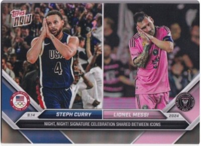 Topps Now 2024 USA Basketball & MLS No. 128 Lionel Messi Stephen Curry Night