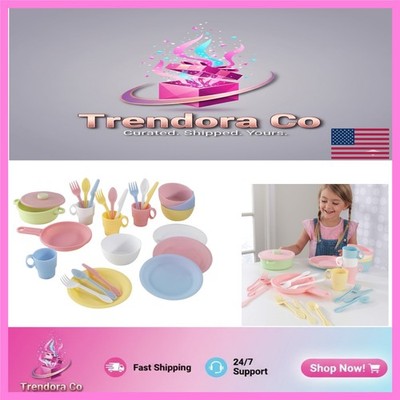 Portable 27-Piece Pastel Cookware Set for On-the-Go Fun and Imaginative Play