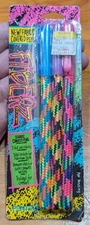 Vintage 1990 PENTECH Fiberz 3pk Fabric Covered Pens, Neon Colors