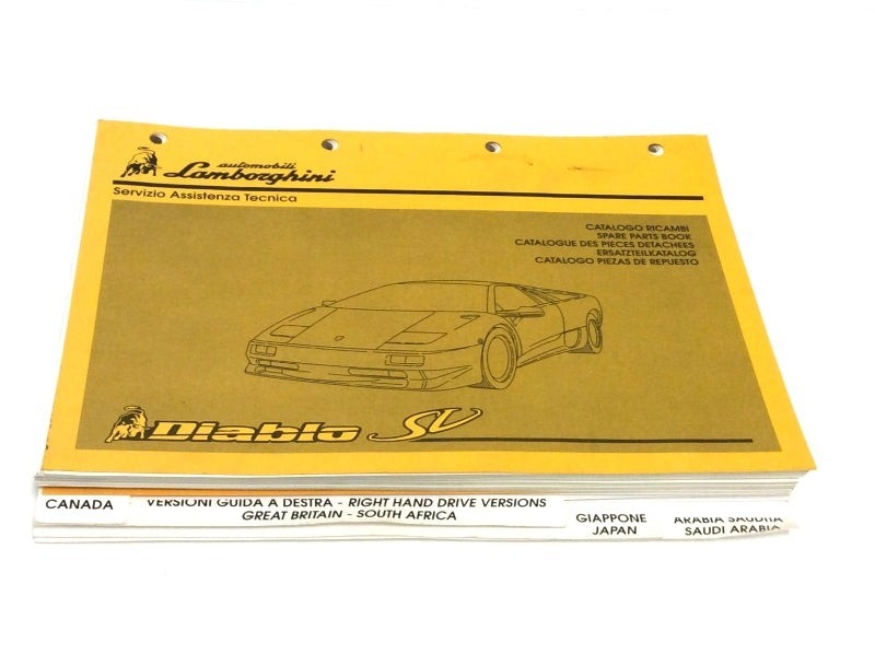 OEM 1995 Lamborghini Diablo SV Parts & Illustrations Catalogue