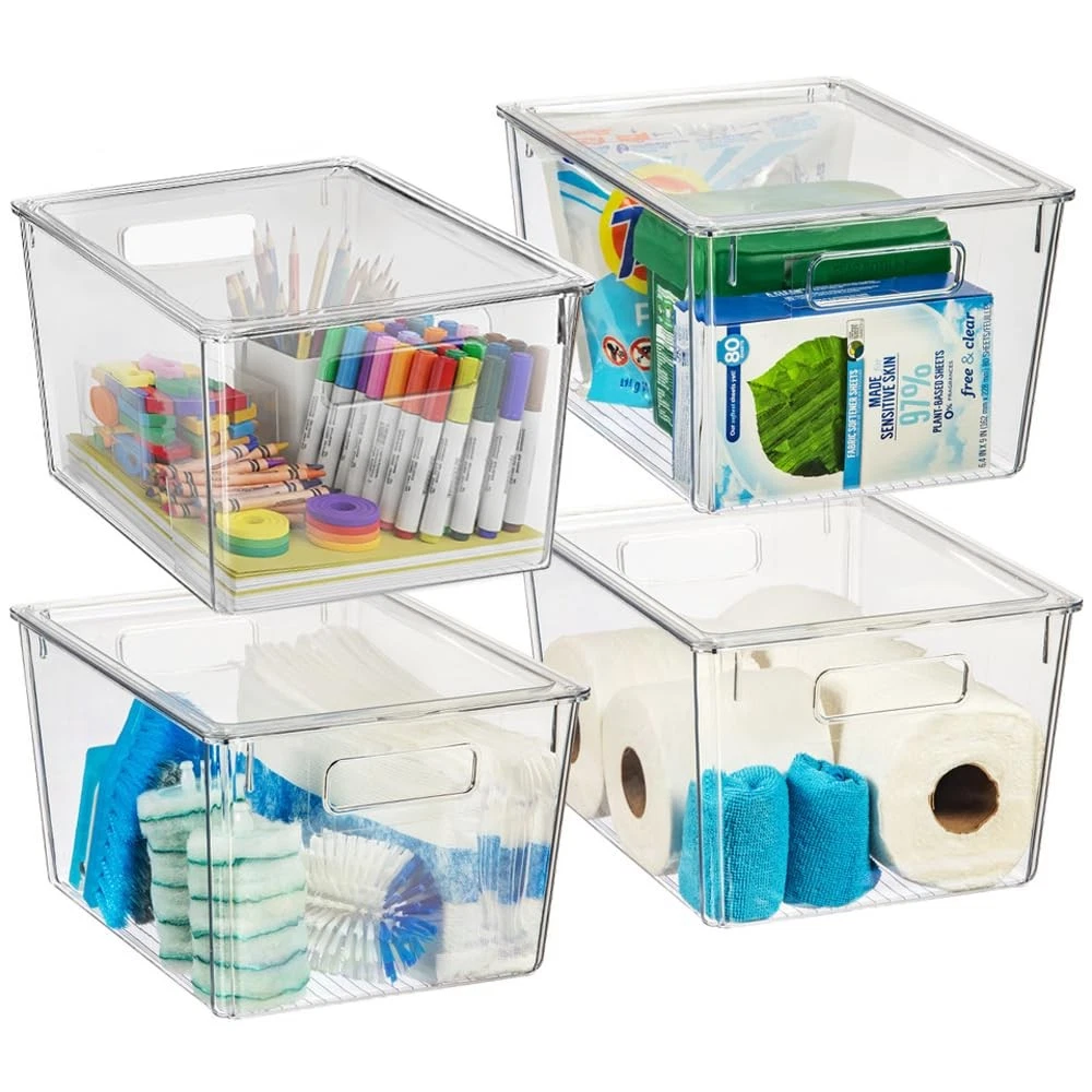 Plastic Storage Bins with Lids X-Large – Perfect Kitchen Organization, Desk O...