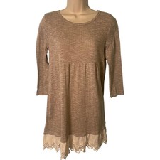 Umgee Lace Trim Dress Women S Zipper Detail Boho Festival Western Cottagecore