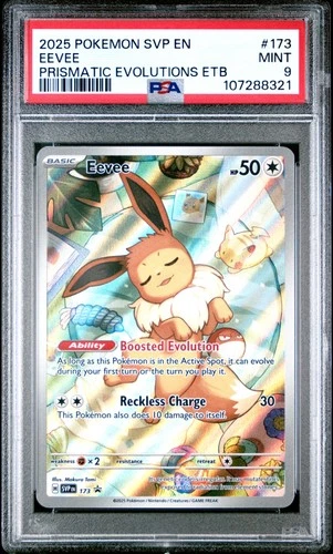 2025 PSA 9 Graded Pokemon Eevee 173/131 Prismatic Evolutions Elite Trainer Box