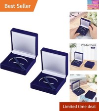 2Pcs Coin Display Case Velvet Blue Challenge Coin Storage Presentation Box fo...
