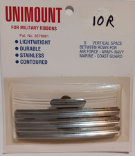 UNIMOUNT US Military Ribbon Bar Medal Mount Rack Holds 10 Ribbons (10R) NEW