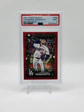 2024 Topps Holiday - Yoshinobu Yamamoto - #H88 - Red Metallic - /10 - PSA 9
