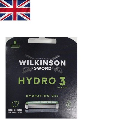 8er Pack Hydro 3 Herren Ersatz Rasierklingen mit wasseraktiviertem Gelreservoir