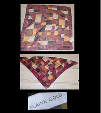 VTG NWT Elaine Gold Scarf Geometric Patchwork Square Chiffon Sheer Made in Italy