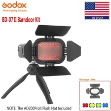 US Godox BD-07 II BarnDoor Kit With Detachable Honeycomb Grid  Color Gel Filter