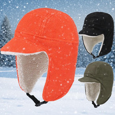 Men Women Warm Winter Aviator Hat with Visor Earflap Ushanka Hunting Hat Outdoor