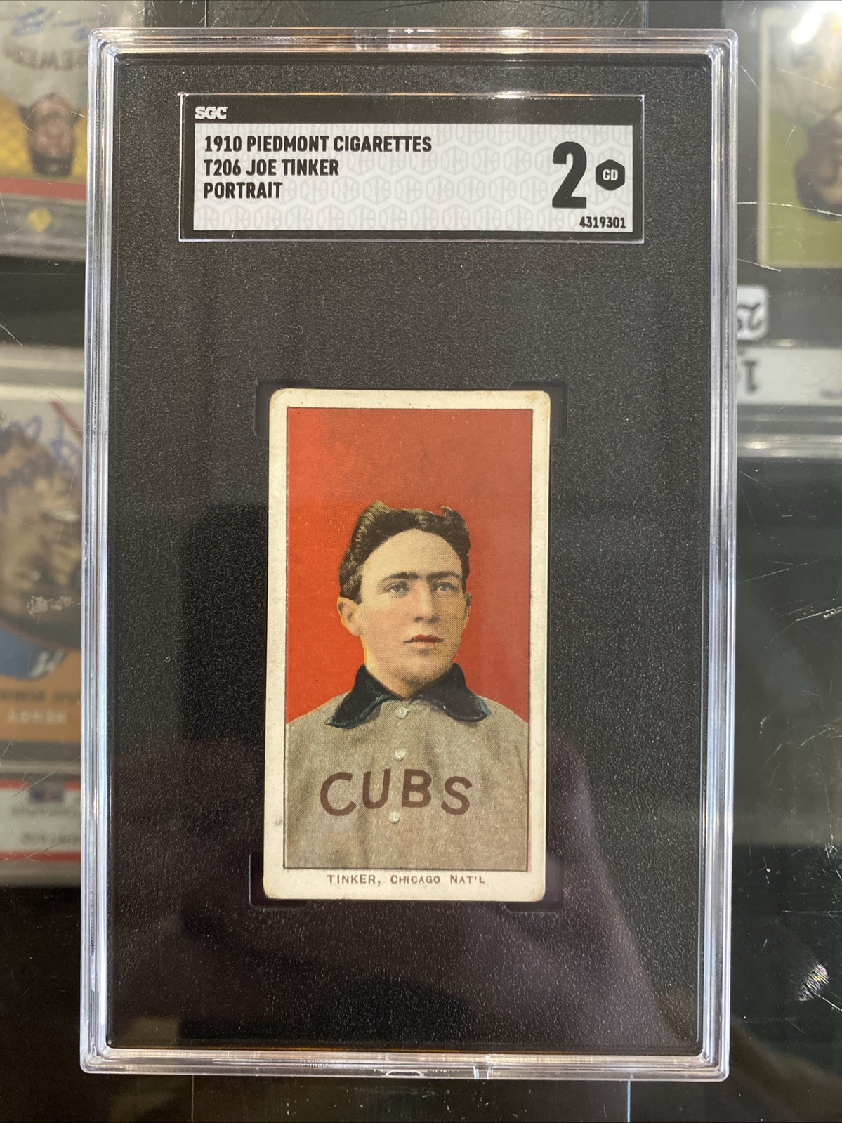 1910 Piedmont Cigarettes T206 Joe Tinker Portrait SGC 2